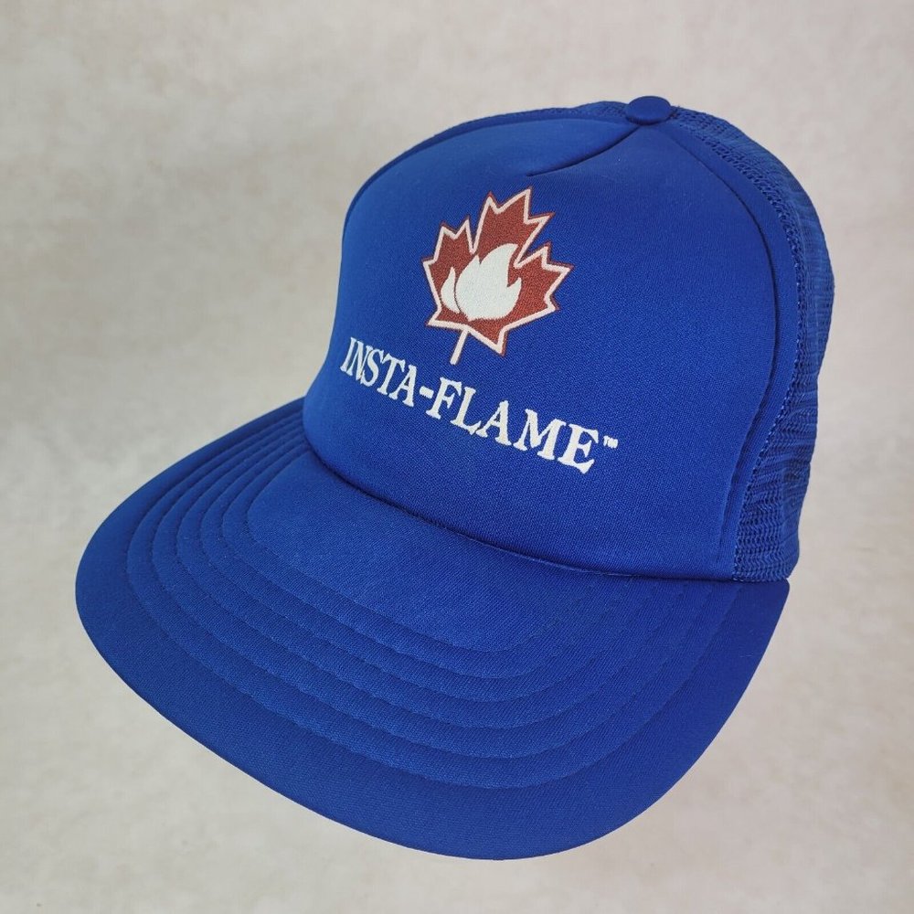 INSTA-FLAME blue Hat Snapback Baseball Vintage 80s Cap Retro Dad Trucker